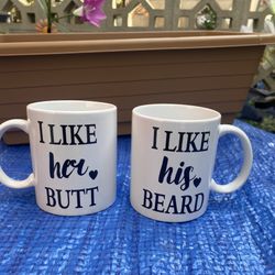 Coffee Cups Set I Like His Beard, I Like Her Butt