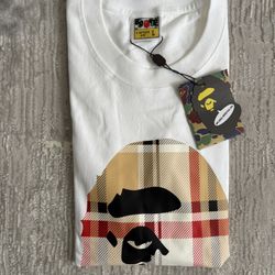WHITE BURBERRY BAPE TEE