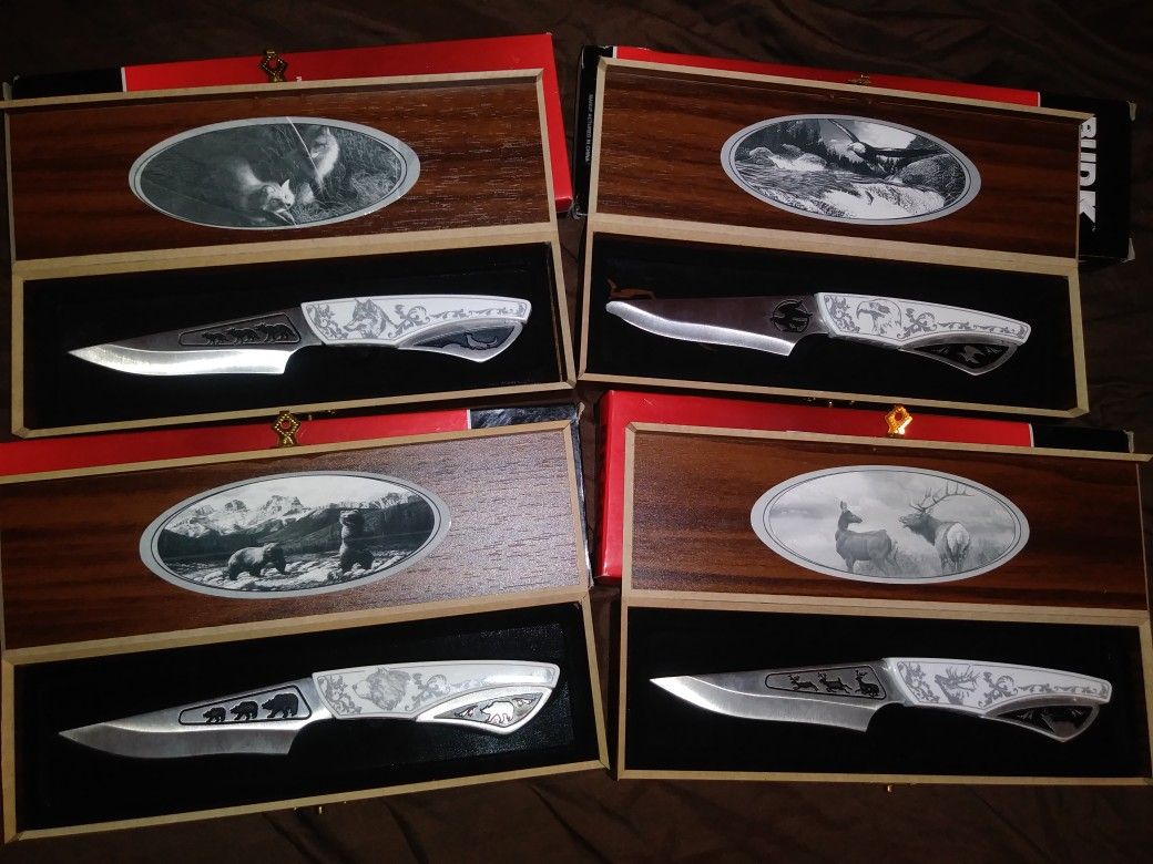 Bud K Wildlife Collection Bear, Fox, Elk, & Eagle Knives