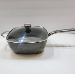 Gray Granite 5 Quart 10.5” Ceramic Square Multi Pot with Lid 

