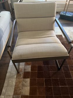 Pair of Designer Brass & Oak Lounge Chairs, Custom, Like New