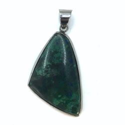 Malachite Azurite Sterling Silver 925 Pendant Freeform 13g Chunky Green Gemstone