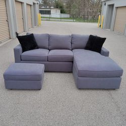 Gently Used - Room & Board Bluish Gray Sectional Couch Sofa