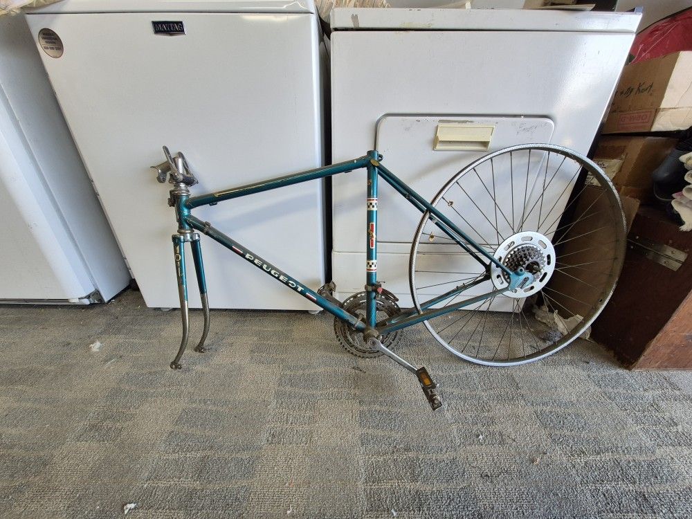 Peugeot Road Bike Frame With Rear Rim - Vintage.