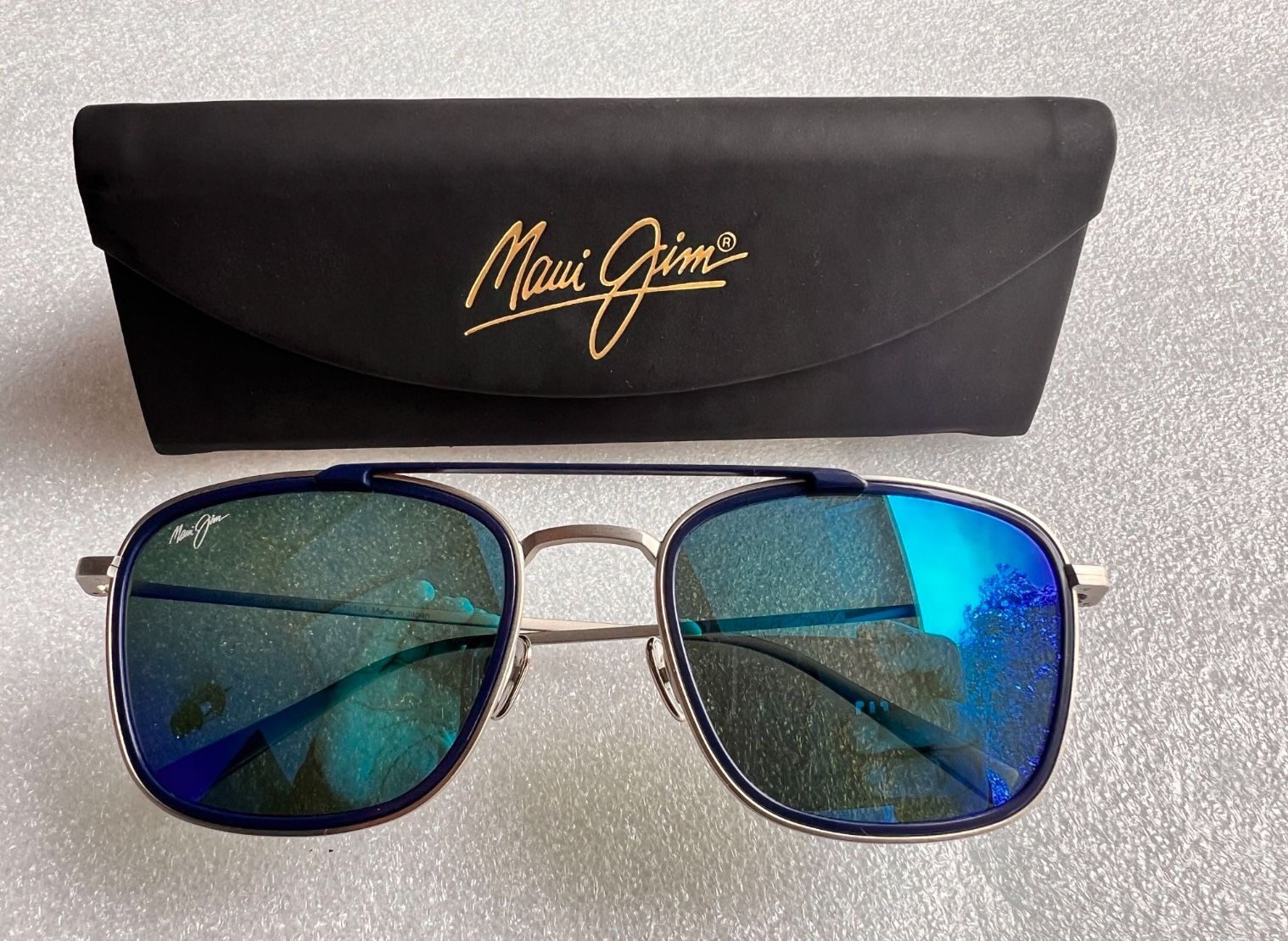 MAUI JIM MJ 555-17M SILVER BLUE HAWAII POLARIZED SUNGLASSES (NEW)