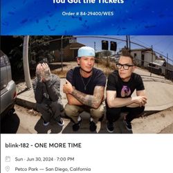 4 Tickets To blink 182 Petco Park June 30th