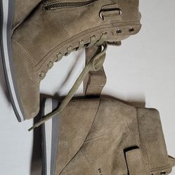 Prada Milano Suede Hi-Top Sneakers beige shoes size 38.5 woman