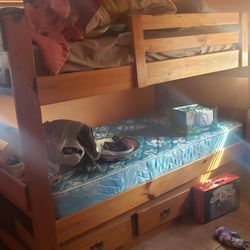 Twin Bunk Bed With Storage And Mattresses 