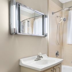 Vintage Bathroom Mirror With Lights And Storage Inside