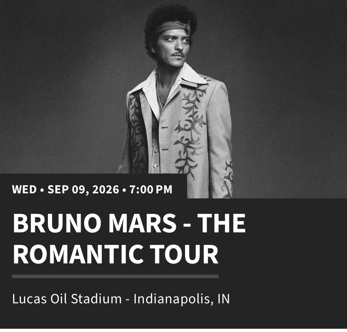 Bruno Mars Indianapolis In FLOOR SEATS MIDDLE SECTION ROW 1