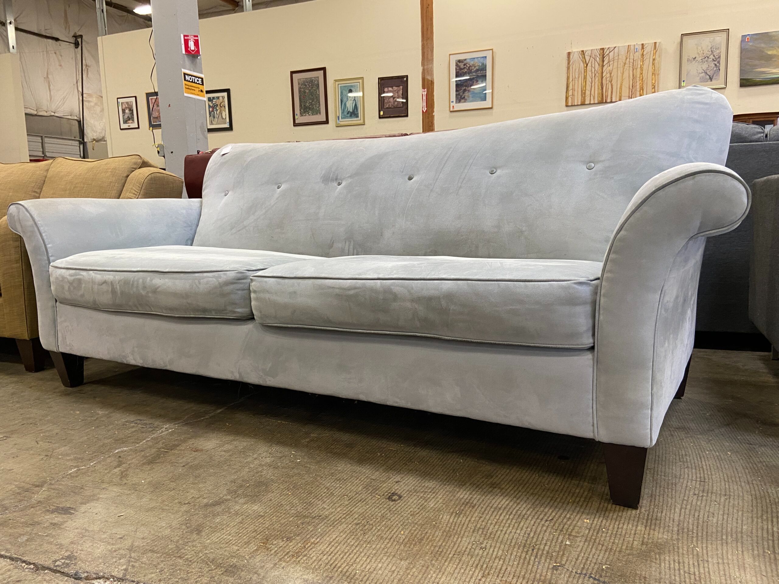 BAUHAUS Light Blue Curved Back Sofa