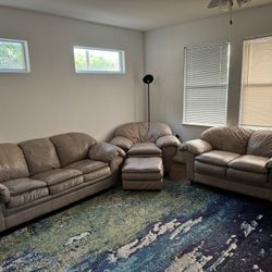 Tan Leather Couch Set