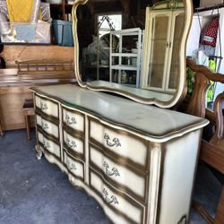 French Style Dresser with an attached mirror.