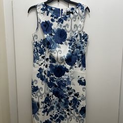 A-line Blue And White Dress