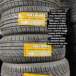 235/55R17 FULLWAY A SET OF FOUR NEW TIRES, INCLUDES MOUNTING AND BALANCING WITH WARRANTY, ASK  ME FOR ANY SIZE OR BRAND, WE HAVE THE BEST PRICES!!