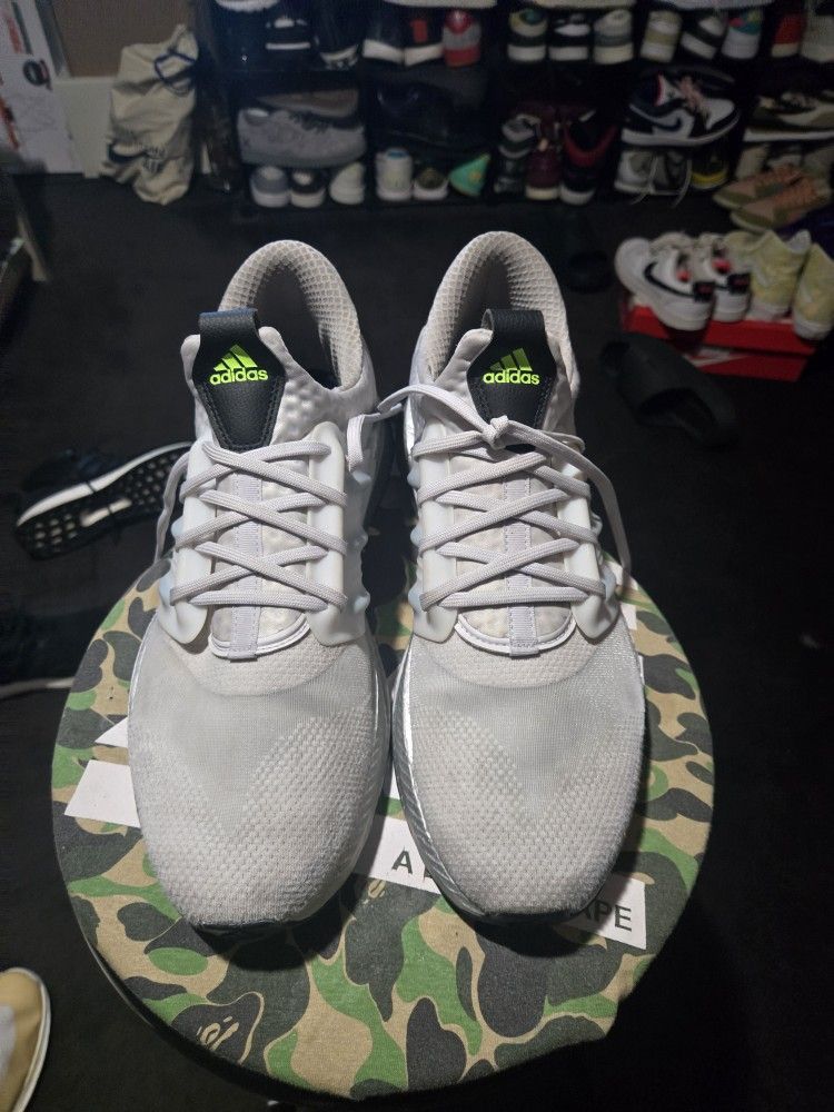 Adidas X PLRBOOST Silver Metallic Grey Running Sneakers ID9596 Size 12 Men's Very Good Condition