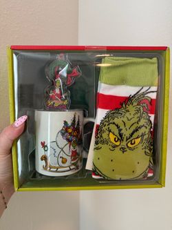 Grinch Christmas Gift Set Mug Socks Ornament