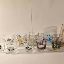 Vintage Lot Of 10 Assorted Shot Glasses From USA Locations. Excellent Condition