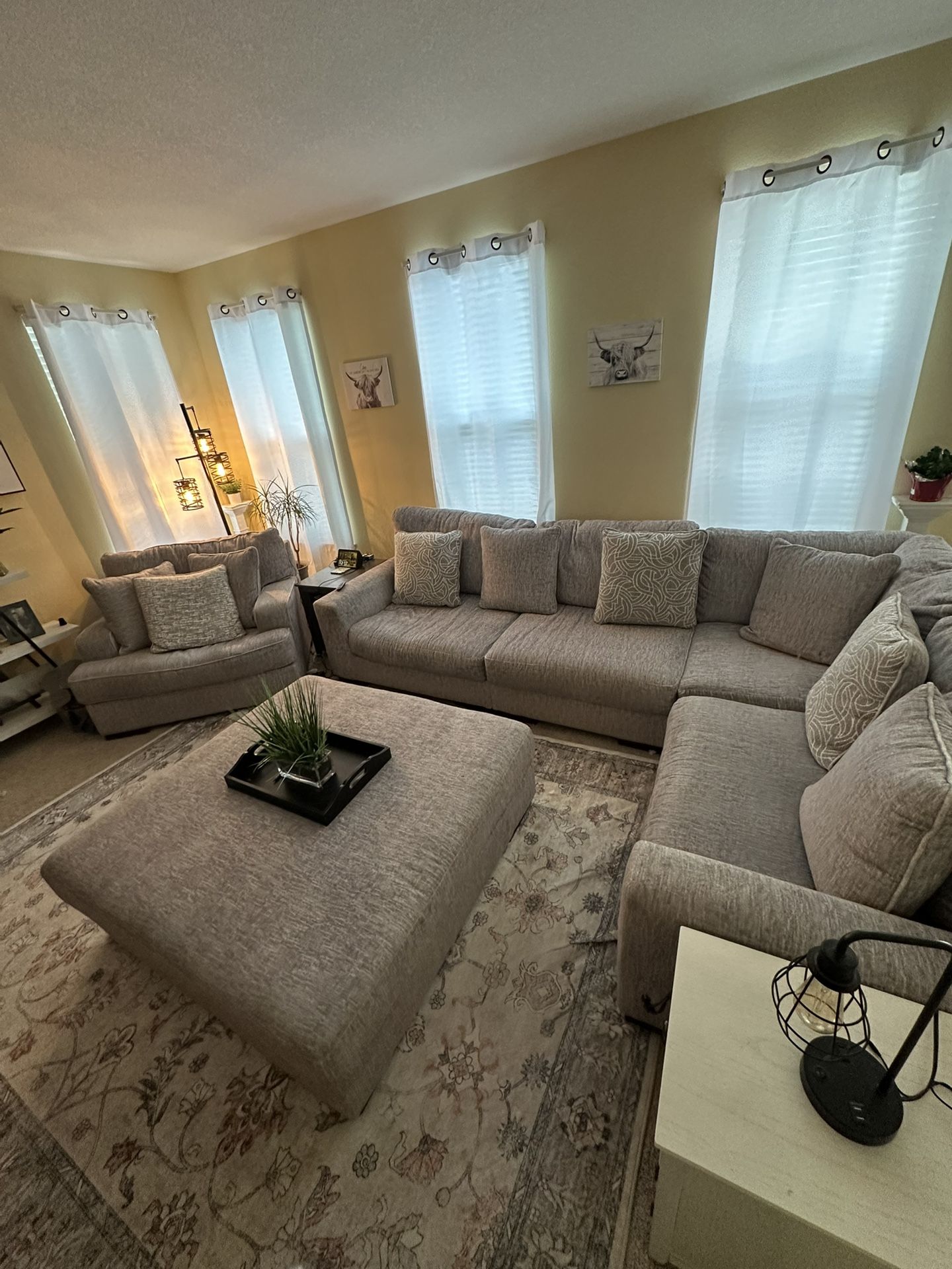Sectional, Double Chair, And Ottoman
