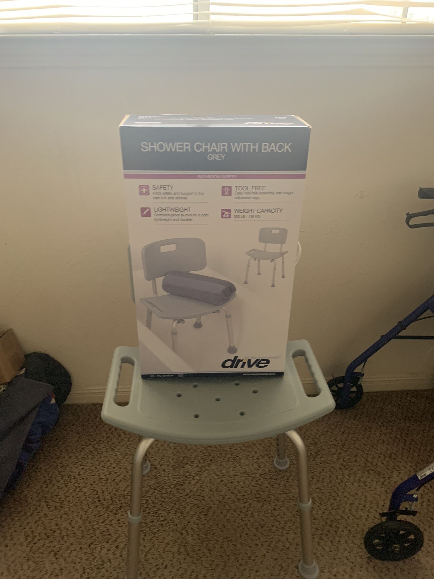 Drive Shower Chair With Back Grey