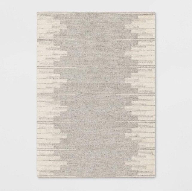 5'x7' Modern Lines Plush Area Rug Cream