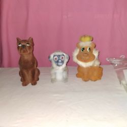 Vtg Fuzzy Animal Banks