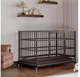 48 inch Heavy Duty Crates for Large Dog, Indestructible and Escape-Proof Cage Kennel Lockable
