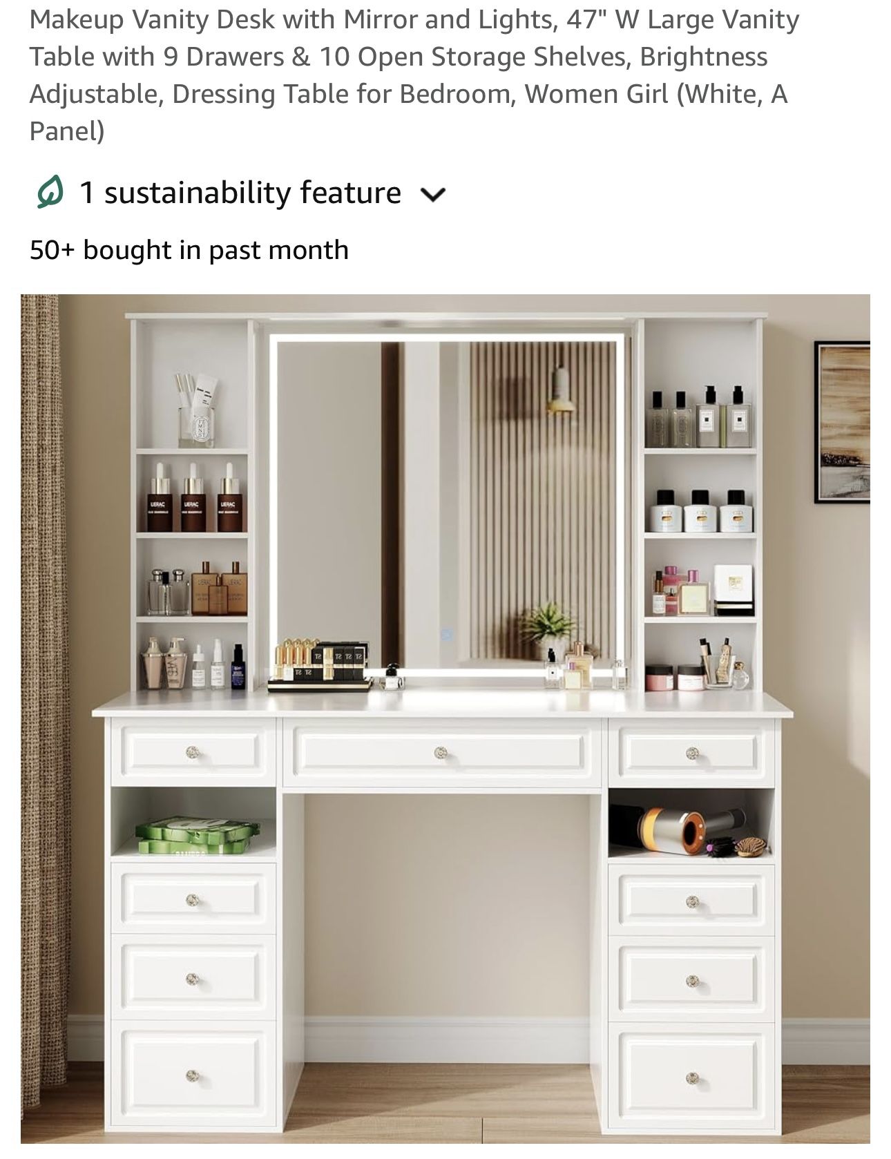 Vanity Desk with Mirror And Lights
