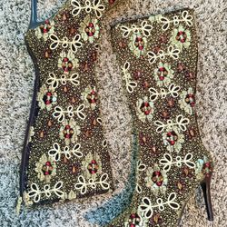 Vintage Gem Embedded Boots