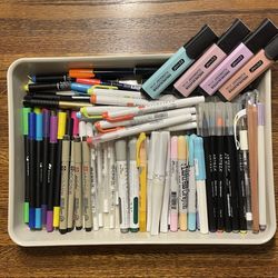 Big lot of art markers, artist brush pens, double tip markers, calligraphy pen, archival ink