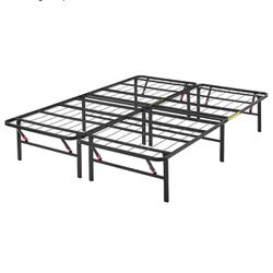 Foldable Metal Bed Frame Queen size No Box Spring 