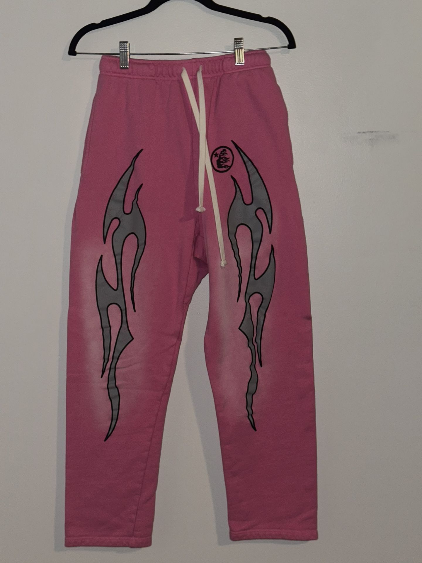 (Sm) Pink Flame Hellstar Sweatpants.