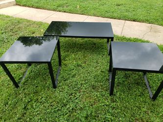 3 Metal  Tables with Tempered Glass Top 