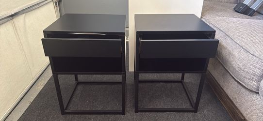 Modern black nightstand set of 2