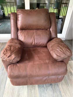 Brown microfiber recliner