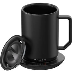 Warming Coffee Mug, 12oz. Stainless Steel Coffee Mug with Mug Warmer Coaster and Lid