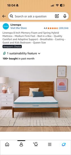 Memory foam and spring hybrid mattress and metal frame combo