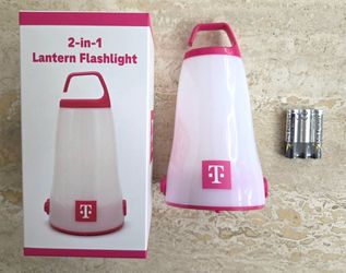 NIB T-Mobile  White/Pink 2-in-1 125 LM LED Halloween. Nighttime Safety Lantern Flashlight 3xAA Battery Powered