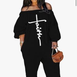 Women's Casual Loose Off Shoulder Stretchy One Piece Long Sleeve Jumpsuit with Pockets