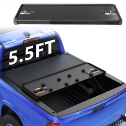 PENSUN Hard Tri-fold Truck Bed Tonneau Cover Compatible with 2015-2024 Ford F150 F-150 W/Lamp 5.5FT Truck Bed Cover