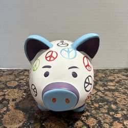Cupcakes & Cartwheels Hand-Painted Piggy Bank - Peace Version 
