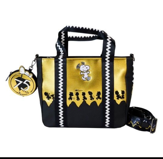 Loungefly Peanuts 75th Anniversary Tote Bag And Coin Purse
