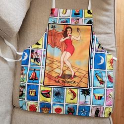 La Toxica Loterria Apron Mandil, Cooking, Chef, bbq, Baking, Grill, Fathers Day, Graduation, Bday, Gift, Backyard, Birthday, 4th Of July 
