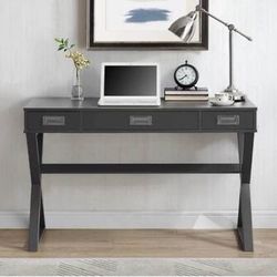 NEW Modern X Base Campaign Desk, Powder Coated Gray