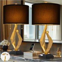 2 Modern Gold Table Lamps