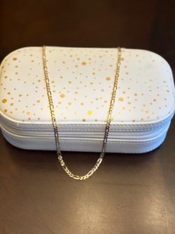 Vintage 14K Yellow Gold Two-Tone Diamond Cut Figaro Link Chain Necklace 20" QG