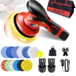 Cordless Car Buffer Polisher Kit with 2 PCS 12v Rechargeable Battery, Car Polisher with 6 Variable Speed