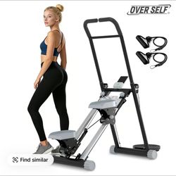 OVER SELF Vertical Climber Exercise Stair Stepper with Handlebar for Full-Body Workout C