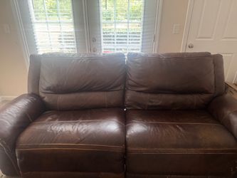Brown Leather Reclining Sofa