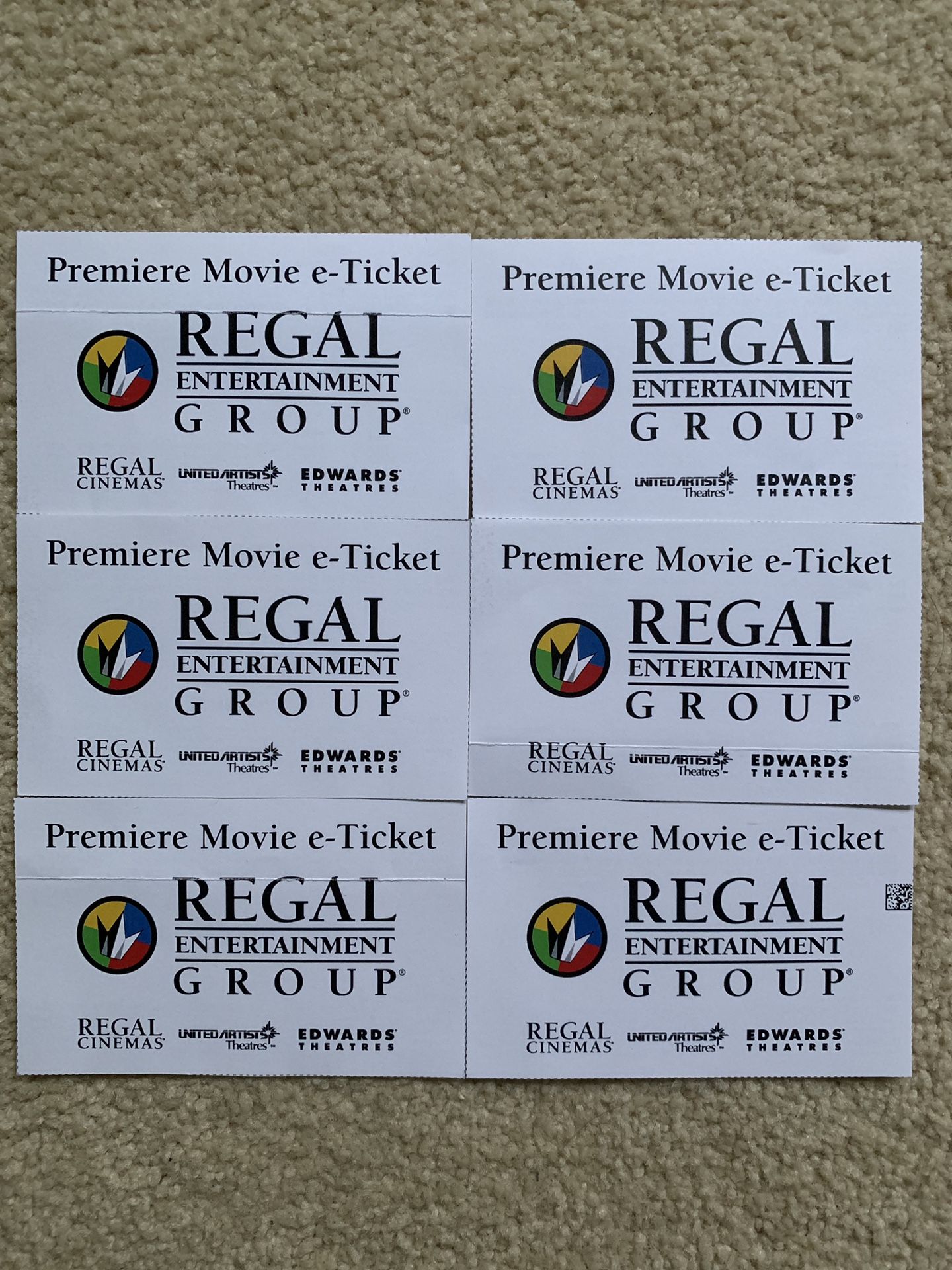 Regal premiere movie deals ticket no passes